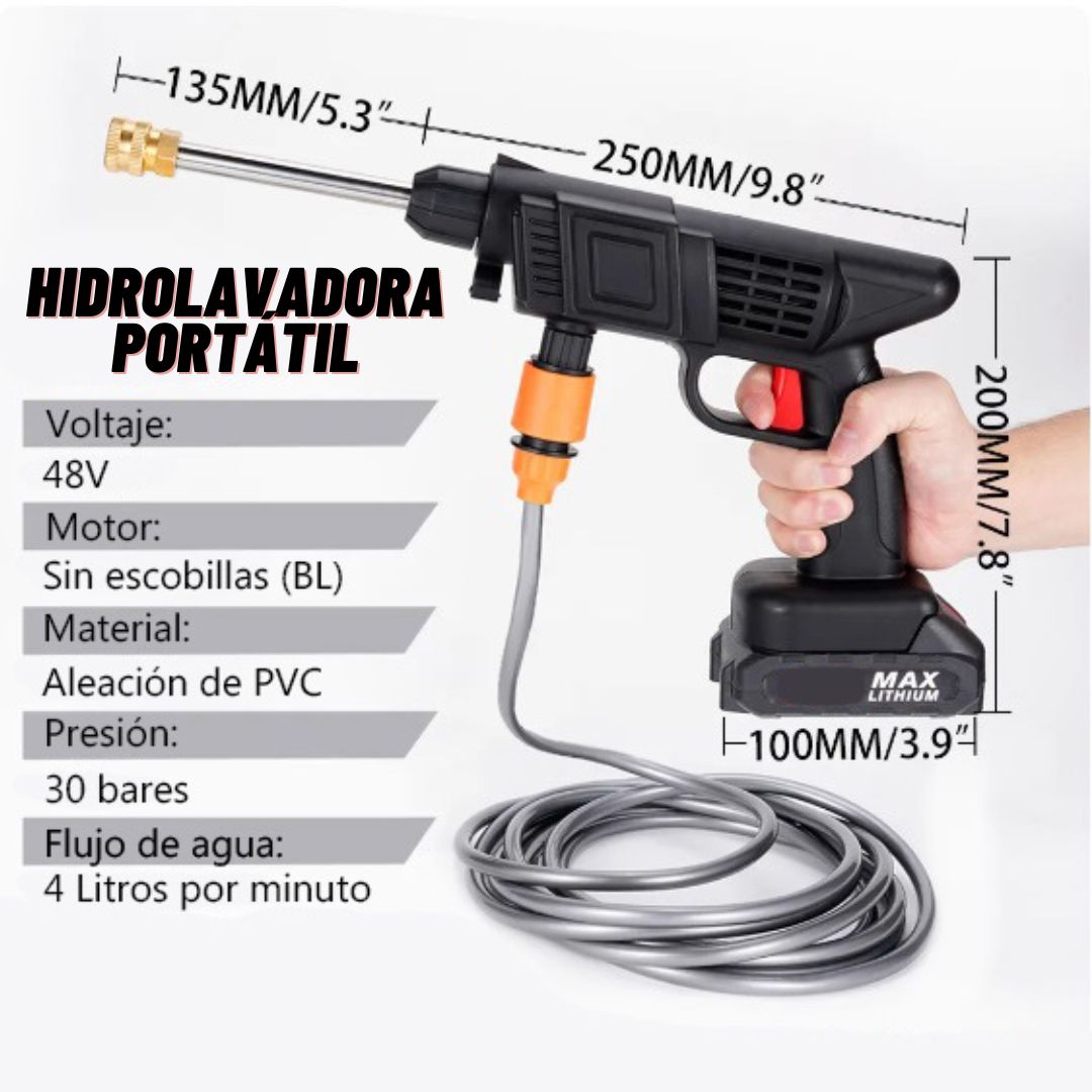 Combo 2 en 1: Hidrolavadora Inalámbrica con 2 Baterías 48V + Aspiradora Portátil | 50% OFF