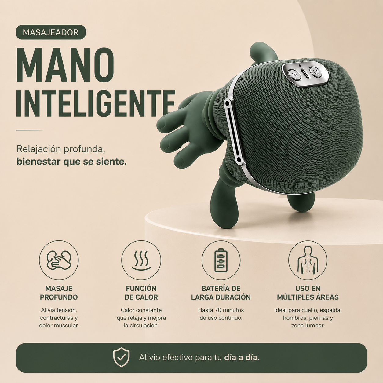 Masajeador Mano Inteligente VitaRelax 4D — Despídete del cuello rígido y del estrés acumulado.